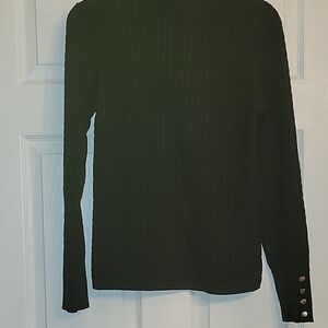 Black Crewneck Sweater with Button Detail